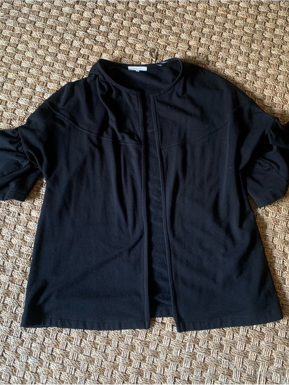 Pleione Black Open-Front Short Sleeve Top